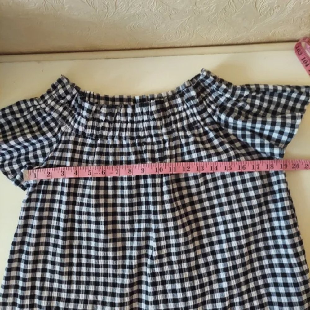 Pleione Gingham Seersucker Smocked Short Sleeve Blouse Size XS - Picture 7 of 8